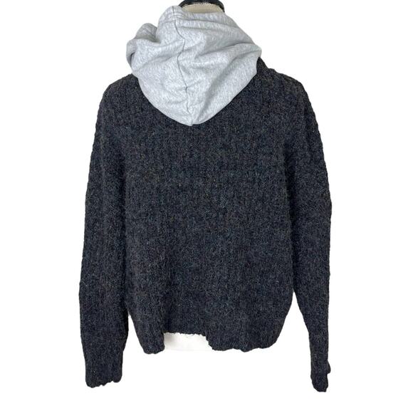 Aerie Offline Ribbed Knit Hooded Knit Sweater Charcoal Heather Gray Size Large - Picture 7 of 11